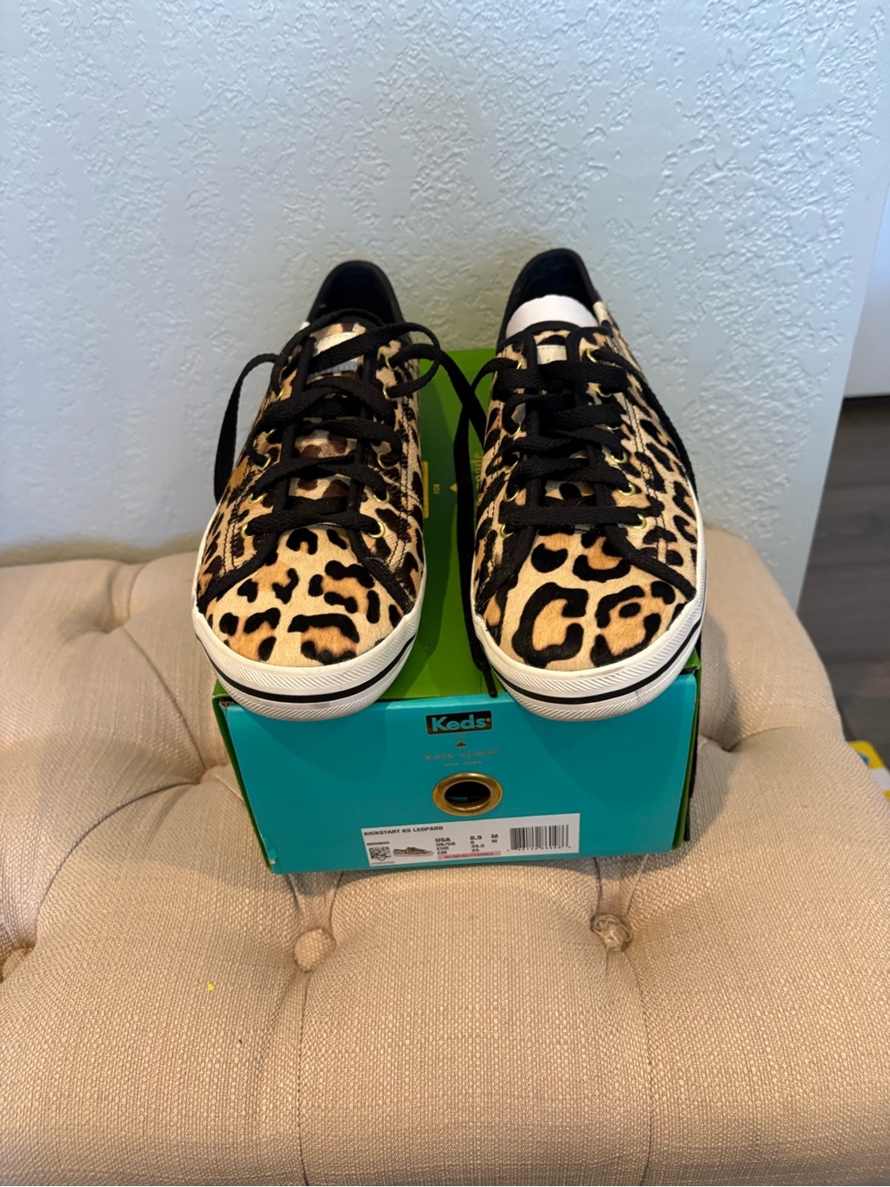 kate spade Leopard Print Kids Sneakers in Tan and Black - Picture 3 of 3